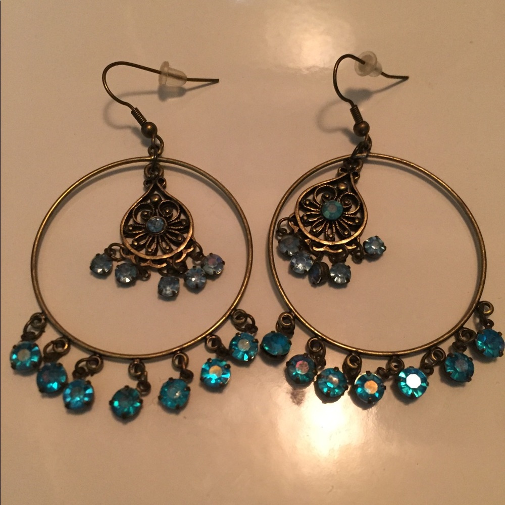 Large bohemian style dangling earrings